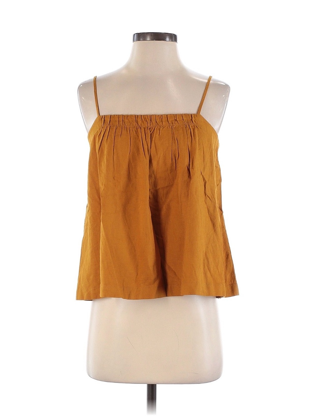 Treasure & Bond Mustard Spaghetti Strap Square-Neck Tank